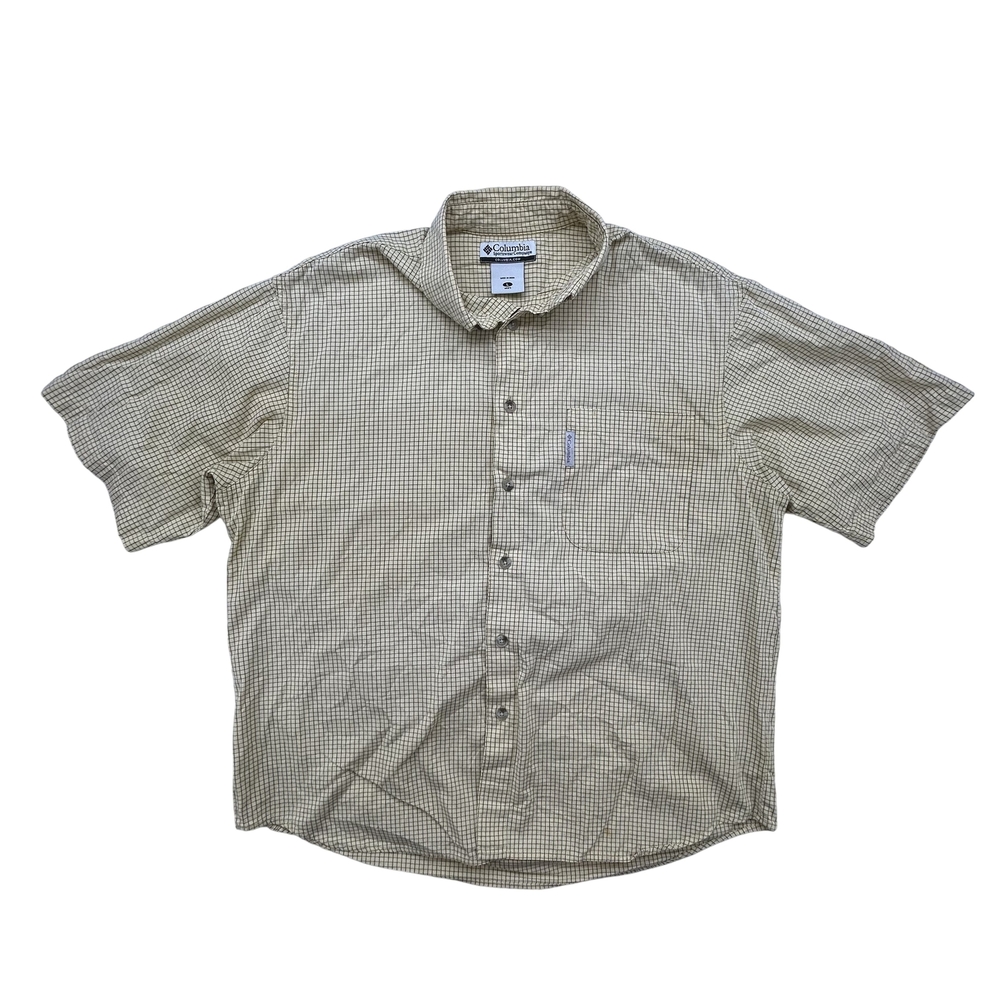 Columbia Shirt Mens Large AM7119 Short Sleeve Button Up Outdoors Plaid Check